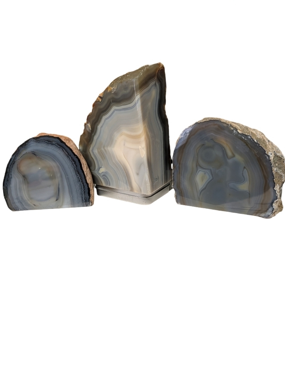 Striped Agate Geode Sections 3pc Naturally Colored Blues & Golds 5lbs​